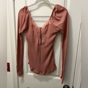 Pink Long Sleeve Henley